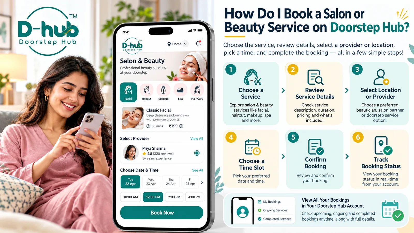 How Do I Book a Salon or Beauty Service on Doorstep Hub?